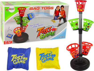 Loja e shkathtësisë LeanToys Dexterity Game Throw to Target Basket Points, 5 shporta, 6 qese hedhjeje, shumëngjyrëshe