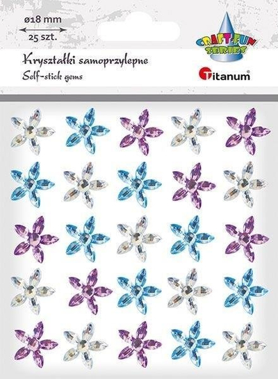 Kristale vetëngjitëse Titanium Flowers 506534, 25 copë, 18 mm, shumëngjyrëshe
