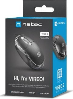 Maus Natec Vireo, me kabllo, USB, i zi