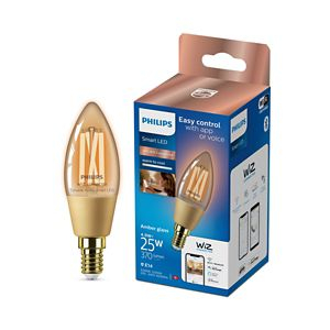 Llambë inteligjente Philips Smart SES C35, 25W LED, E14, dritë e ngrohtë dhe e ftohtë, qelq amber
