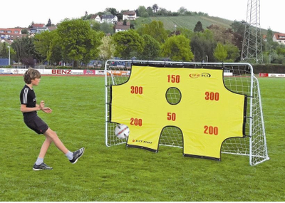 Portë futbolli Spartan Metall Tor S1153, metal, me mur shenjestre, e bardhë