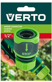 Lidhës zorre Verto STOP 3/4", plastikë, dorezë gome, jeshile