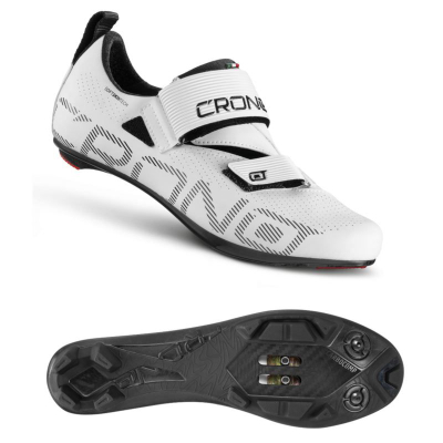 Këpucë çiklizmi Crono CT-1-20, triathlon, taban karbon najlon, të bardha