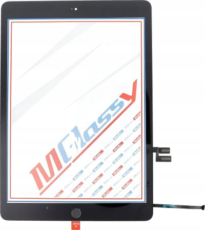 Touchscreen MUSTTBY për iPad 8, me buton Home, me ngjitës OCA, i zi