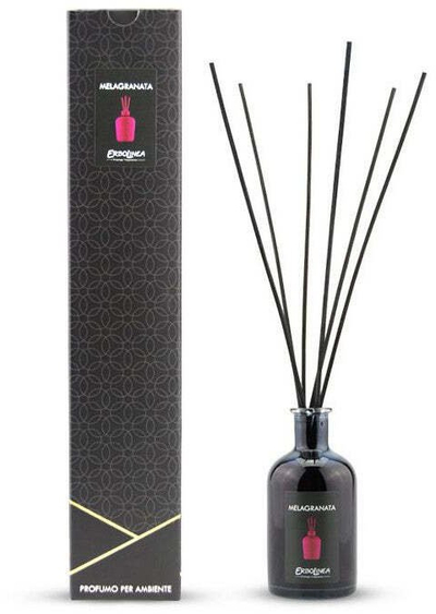 Aromatizues për ambient me shkopinj Erbolinea Melagranata, Prestige, shishe qelqi, i zi
