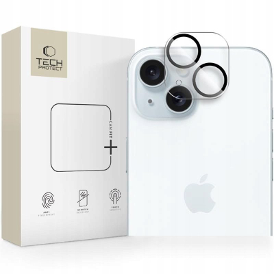 Mbulesë kamere Tech-Protect Cam Fit+ për iPhone 14 14 Plus 15 15 Plus, xham 9H, transparente