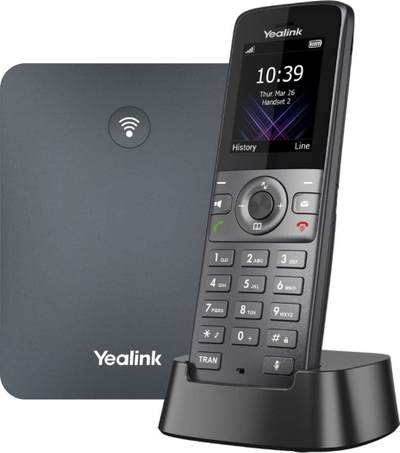Telefon DECT IP Yealink W73P, gjer në 10 receptorë, VoIP, i zi
