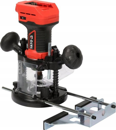 Frezë druri pa kabllo Yato 2 në 1, 18V, motor brushless, e kuqe e zezë