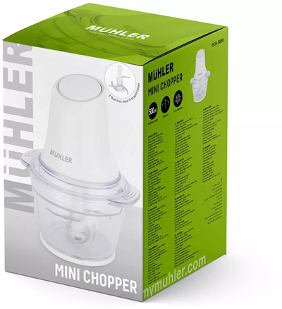 Grirës elektrik Muhler Mini Chopper, 500W, enë xhami 1L, i bardhë