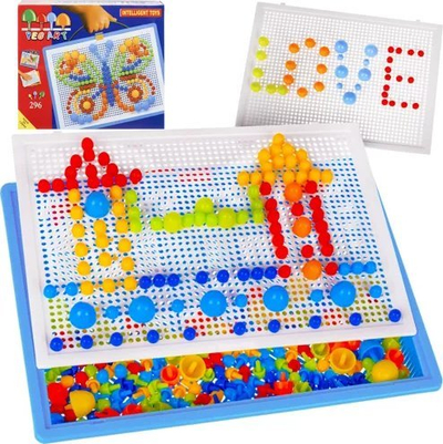 Lodër mozaik Iso Trade Mushroom Puzzle, set kërpudha shumëngjyrëshe, me valixhe, shumëngjyrëshe
