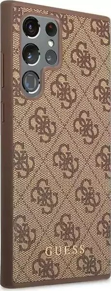 Futrollë Guess GUHCS23LG4GFBR për Samsung Galaxy S23 Ultra, hard case, logo metalike ari, kafe