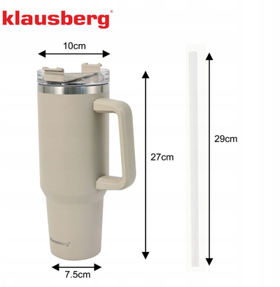 Termus me pipëz Klausberg KB-7944, 1100ml, çelik inox, bezhë