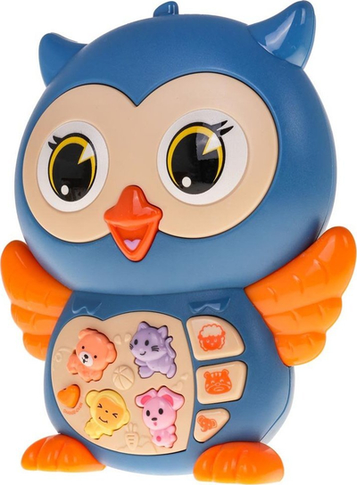 Lodër muzike për bebe Jialegu Interactive Blue Owl, drita dhe tinguj, për 6+ muajsh, blu