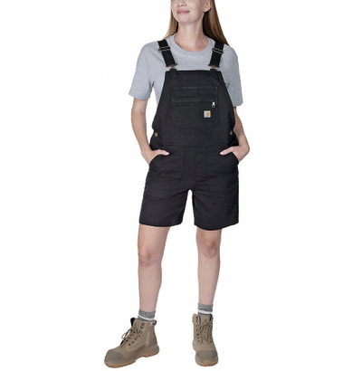 Панталони тuta Carhartt Rugged Flex Canvas Bib Shorts, за жени, величина M, црни