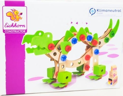 Set konstruktori druri Eichhorn EH Constructor Dinosaur 100039201, dinosaur me shumë ngjyra