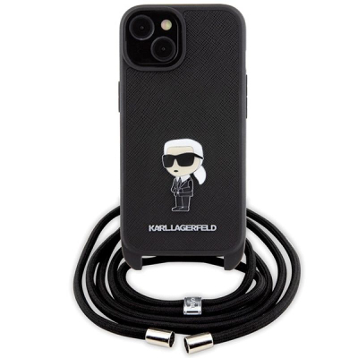Mbulesë telefoni Karl Lagerfeld KLHCP15SSASKNPSK, për iPhone 15 6.1", hardcase, e zezë