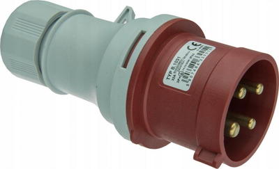 Prizë industriale portative 32A 4P, 400V, IP44, e bardhë kuqe