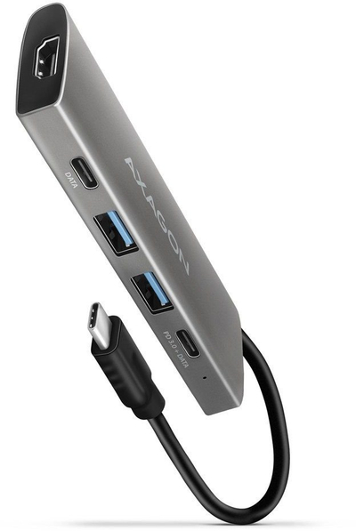USB hub AXAGON HMC-5G21, 5 me 1, USB-C 3.1, HDMI 4K, gri