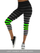 Leggings capri për goca, model Erika Stripe, me bel të lartë për sport, me vija gri e të zeza me detaje jeshile neon