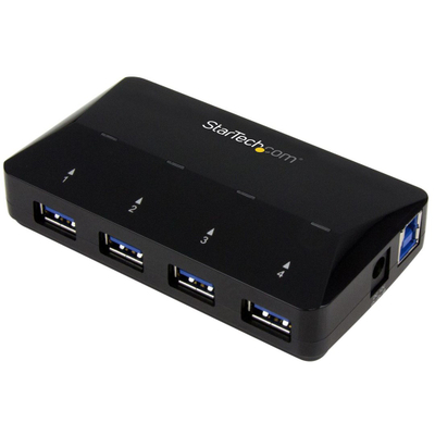 USB распределувач StarTech ST53004U1C, 4 USB 3.0 порти, 2.4A порта за полнење, црн