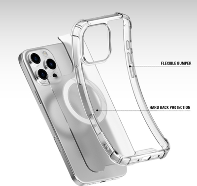 Mbulesë telefoni 4smarts Hybrid Case Ibiza për iPhone 16 Pro Max, kompatibile MagSafe, transparente