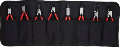 Set kliçkash për unaza sigurie Knipex 00 19 58 V01, 8 copa, me çantë, kuqe e zezë