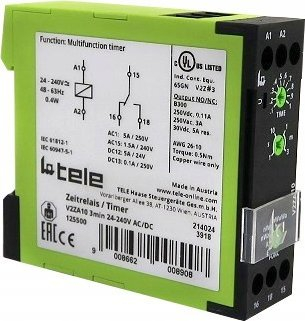Rele kohe DIN Tele V2ZA10, multifunksion, 24 240V AC DC, jeshile