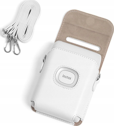 Çantë mbrojtëse LoveInstant për Fujifilm Instax Mini Link 2, lëkurë eko, me rrip, e bardhë