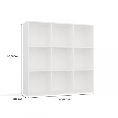 Raft librash Lumarko Shelf Malax 3X3 H, 9 ndarje, i bardhë