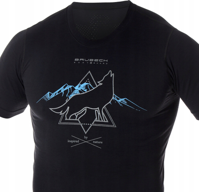 Bluzë termo për burra Brubeck Outdoor Wool Pro, me mëngë të shkurtra, merino, e zezë