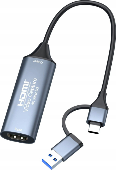 Karta kapjeje video PremiumCord HDMI, 4K hyrje, USB 3.0 USB C, gri