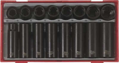 Set çelësa goditës Teng Tools, 16 copa, 1/2", në kuti plastike