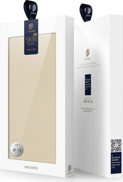 Kapak telefoni Dux Ducis Skin Pro për iPhone 13, me kapak palos dhe xhep kartash, i artë