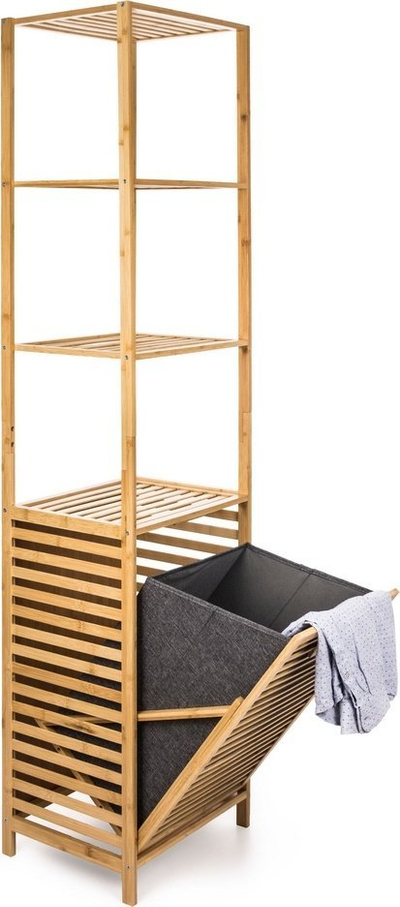Kosh rrobash G21 Laundry Basket, 30L, me 4 rafte, bambu natyrale