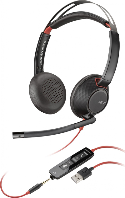 Headset POLY Blackwire C5220 USB A, me kabllo, me mikrofon, ngjyrë e zezë