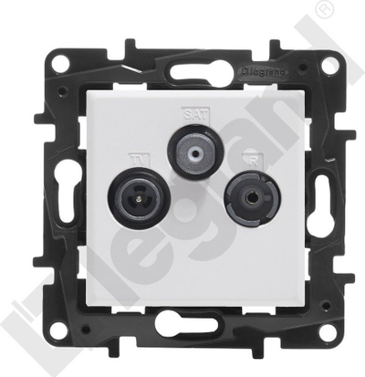 Приклучок TV R SAT Legrand Niloe Step 863180, 1.5 dB, ѕвездест тип на инсталација, бел