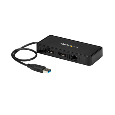 Dok lidhës StarTech USB 3.0 Mini Dock, dy ekrane, Gigabit Ethernet, i zi