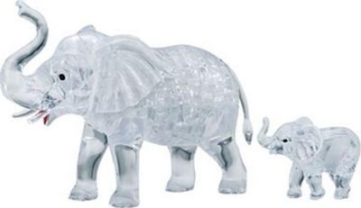 Puzzle kristal 3D Unknown 59176 Elephant Pair, 46 pjesë, gri