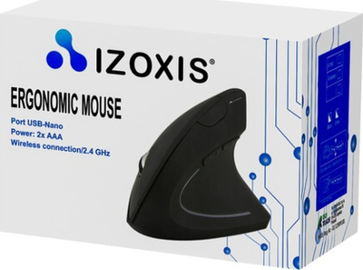 Maus vertikal ergonomik wireless, 6 butona, DPI i rregullueshëm, i zi