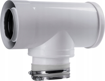 Adapter oxhaku SpiroFlex VST 60/100 në 80/125, çelik inox, i bardhë