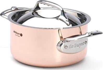 Tengere De Buyer, çelik inox, 16 cm, me kapak, ngjyrë bakri