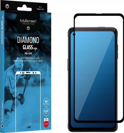 Xham mbrojtës MyScreen Diamond Glass Edge, Full Glue, për Samsung Galaxy Xcover Pro, i zi