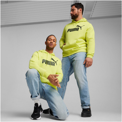 Дуксер со капуљача Puma Essential Large Logo, мешавина од памук, големо лого, жолт