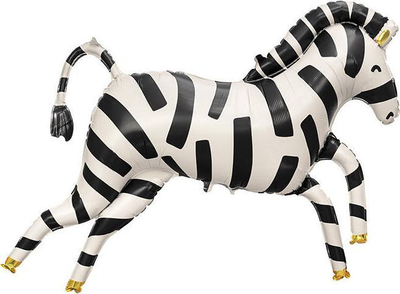 Balon dekorativ zebra XL, formë kafshe, i bardhë me vija të zeza