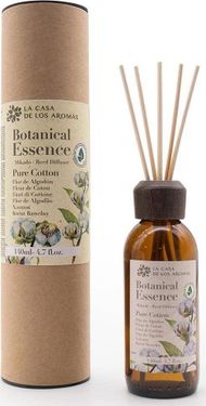 Shkopinj aromatizues La Casa De Los Aromas Botanical Essence Fresh Cotton, 140ml, pambuk i freskët, me shkopinj ratan