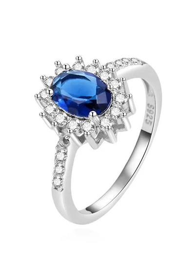 Unazë fejese Beneto AGG267, argjend 925, gur cirkoni blu, 56 mm