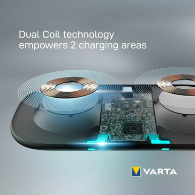 Karikues wireless Varta Wireless Charger Multi, 20W, për dy pajisje, i zi