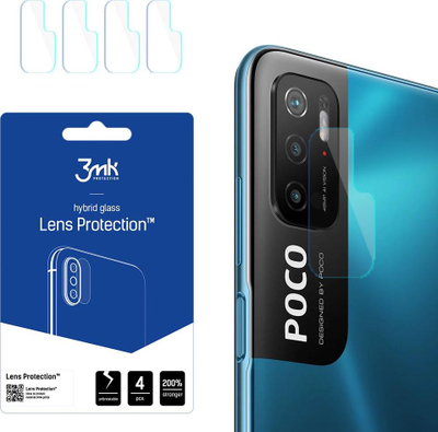Mbrojtëse xhami kamere 3mk për Xiaomi Poco M3 Pro 5G, hibrid, set 4 copë, transparente