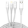 Kabllo karikimi Vayox 3in1, Micro USB USB C Lightning, 1m, e bardhë