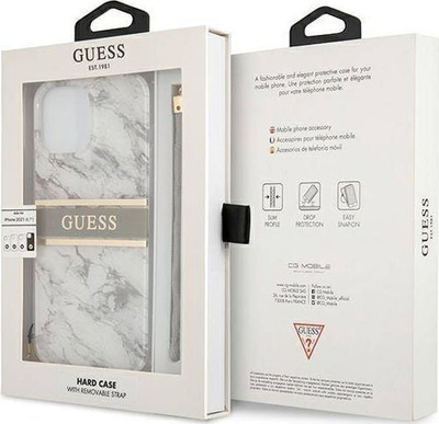 Mbulesë telefoni Guess GUHCP13XKMABGR për iPhone 13 Pro Max, Marble Strap Collection, gri